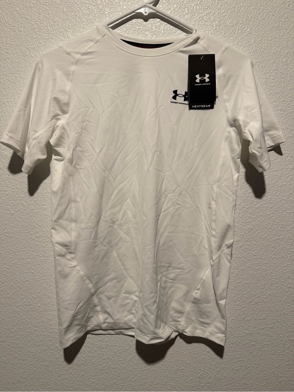 Under Armour HeatGear Boys Fitted Lightweight Crew Neck Tee White YXL